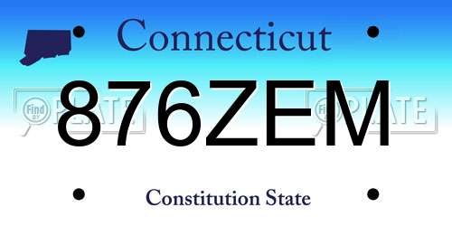 876ZEM Connecticut License Plate