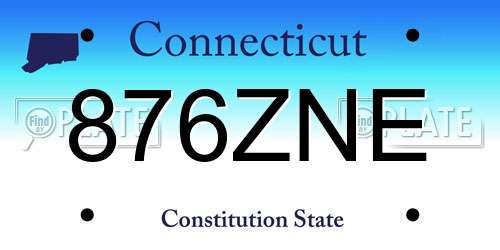 876ZNE Connecticut License Plate