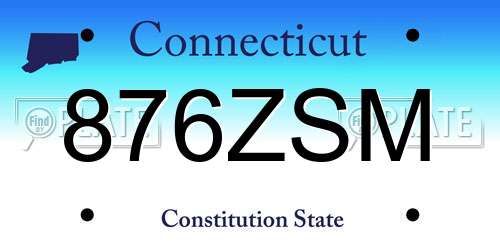 876ZSM Connecticut License Plate