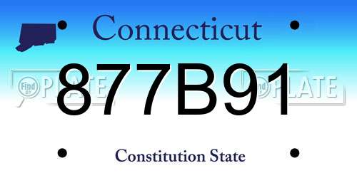 877B91 Connecticut License Plate
