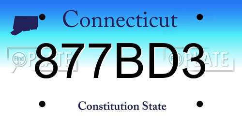 877BD3 Connecticut License Plate