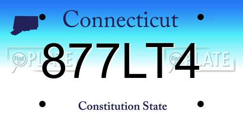 877LT4 Connecticut License Plate
