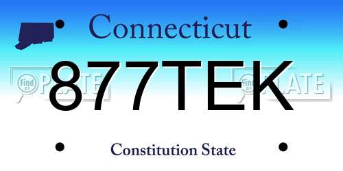 877TEK Connecticut License Plate