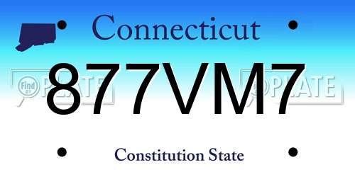877VM7 Connecticut License Plate
