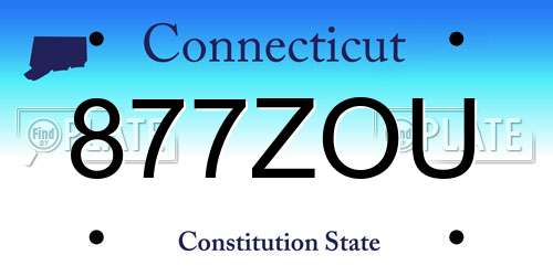877ZOU Connecticut License Plate