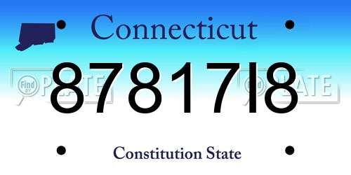 87817I8 Connecticut License Plate