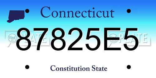 87825E5 Connecticut License Plate