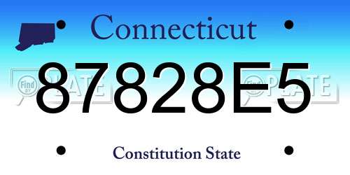 87828E5 Connecticut License Plate