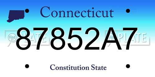 87852A7 Connecticut License Plate