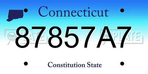 87857A7 Connecticut License Plate