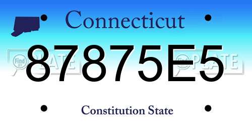 87875E5 Connecticut License Plate