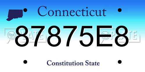 87875E8 Connecticut License Plate