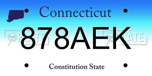878AEK Connecticut License Plate