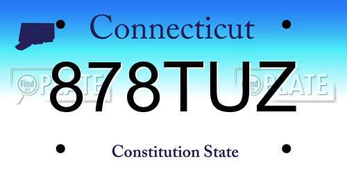 878TUZ Connecticut License Plate