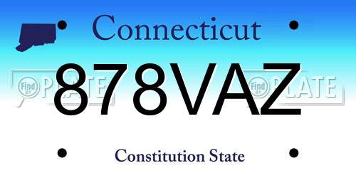 878VAZ Connecticut License Plate