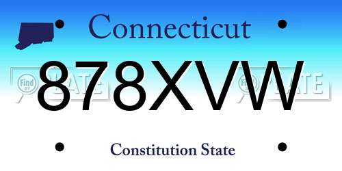 878XVW Connecticut License Plate