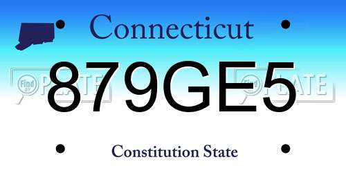879GE5 Connecticut License Plate