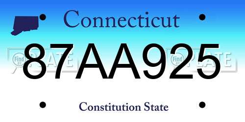 87AA925 Connecticut License Plate