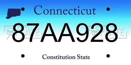 87AA928 Connecticut License Plate