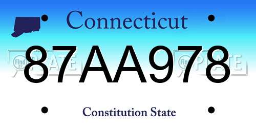87AA978 Connecticut License Plate