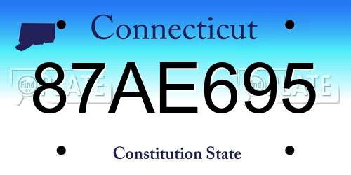 87AE695 Connecticut License Plate