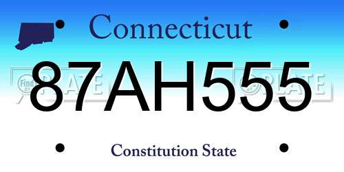 87AH555 Connecticut License Plate