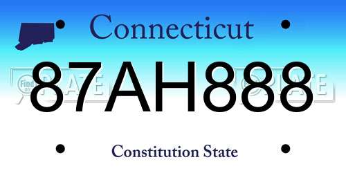 87AH888 Connecticut License Plate