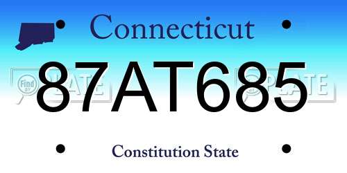 87AT685 Connecticut License Plate