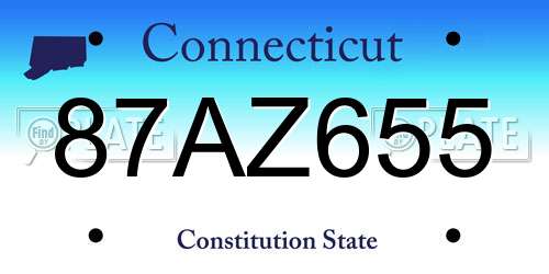 87AZ655 Connecticut License Plate