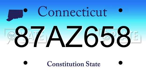 87AZ658 Connecticut License Plate
