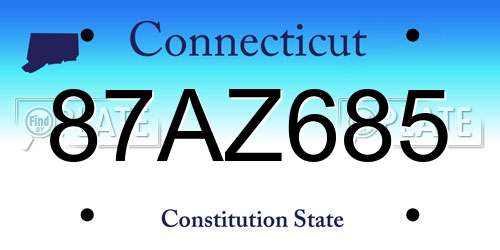 87AZ685 Connecticut License Plate