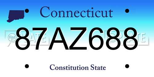87AZ688 Connecticut License Plate