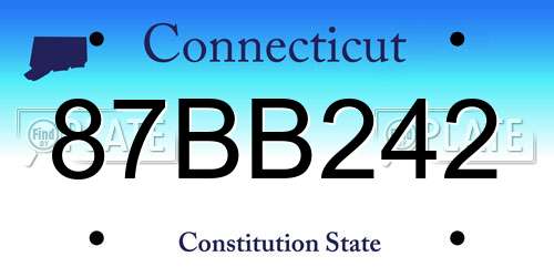87BB242 Connecticut License Plate