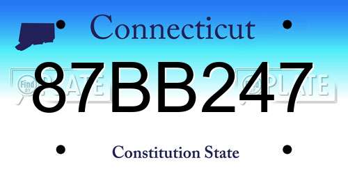 87BB247 Connecticut License Plate
