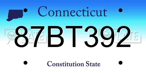 87BT392 Connecticut License Plate