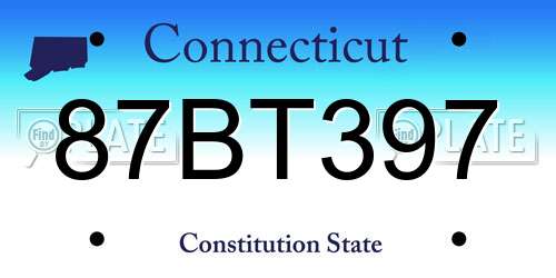 87BT397 Connecticut License Plate