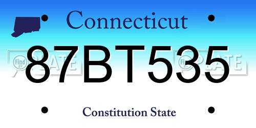 87BT535 Connecticut License Plate