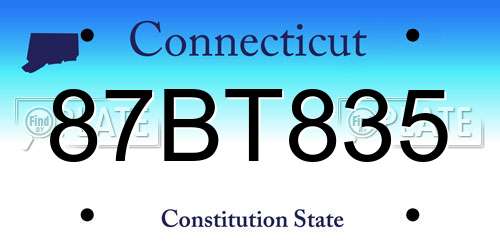 87BT835 Connecticut License Plate