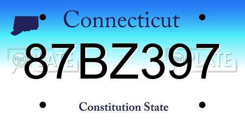 87BZ397 Connecticut License Plate