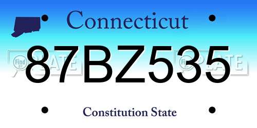 87BZ535 Connecticut License Plate