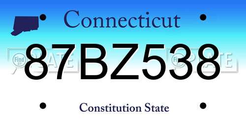 87BZ538 Connecticut License Plate