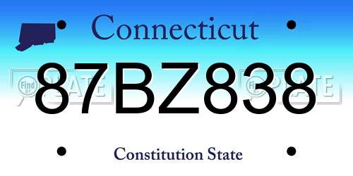 87BZ838 Connecticut License Plate