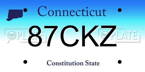 87CKZ Connecticut License Plate