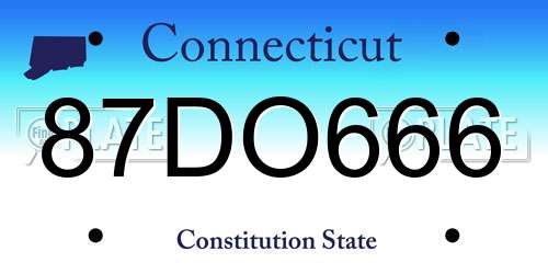 87DO666 Connecticut License Plate