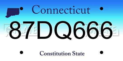 87DQ666 Connecticut License Plate