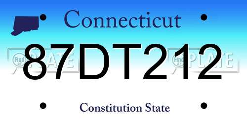 87DT212 Connecticut License Plate