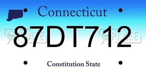 87DT712 Connecticut License Plate