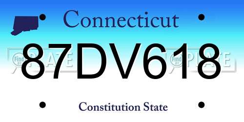 87DV618 Connecticut License Plate