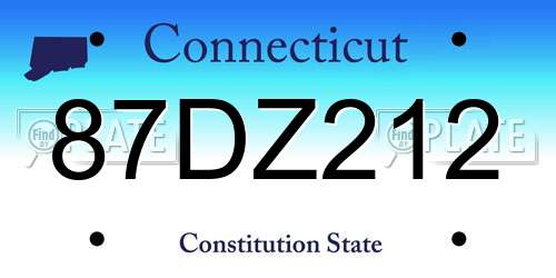 87DZ212 Connecticut License Plate