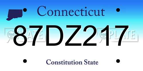87DZ217 Connecticut License Plate
